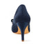 Dark Blue High Heels Wedding Shoes with Bowknot, Fashion Satin Formal Party Shoes L-942