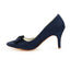 Dark Blue High Heels Wedding Shoes with Bowknot, Fashion Satin Formal Party Shoes L-942
