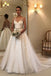Chic V Neck A Line Tulle Wedding Dress With Lace Appliques, Bridal Dresses DMW27