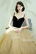 Black A Line Tulle Long Prom Dresses, Spaghetti Straps Evening Party Dresses DM1921