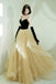 Black A Line Tulle Long Prom Dresses, Spaghetti Straps Evening Party Dresses DM1921