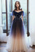 Charming Spaghetti Straps Long Ombre Color A Line Tulle Prom Dress For Girls DMP170