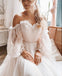 Long Sleeves Off Shoulder Wedding Dressesm Princess Boho A-line Wedding Dresses DM1946