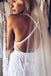 Charming Lace Long A-line Spaghetti Straps Split Ivory Beach Wedding Dress DM739