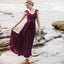 Mismatched A-Line Long Burgundy Cheap Chiffon Bridesmaid Dress with Lace DMG63