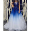 Elegant Royal Blue White Ombre Long Prom Dresses with Appliques for Teens DMH18