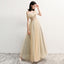 Charming Off the Shoulder A Line Tulle Long Prom Dresses With Beading DMG70