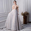 Gray A Line High Neck Short Sleeves Prom Dresses With Beads DML26