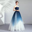 Strapless Ombre A Line  Tulle Prom Dress Long Formal Dresses DMQ74