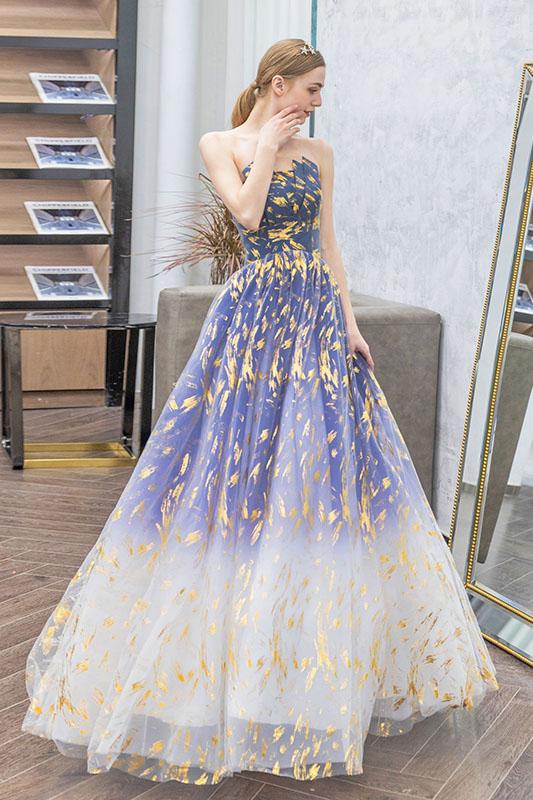 New Arrival A Line Strapless  Long Prom Dress Formal Evening Dresses DMQ72