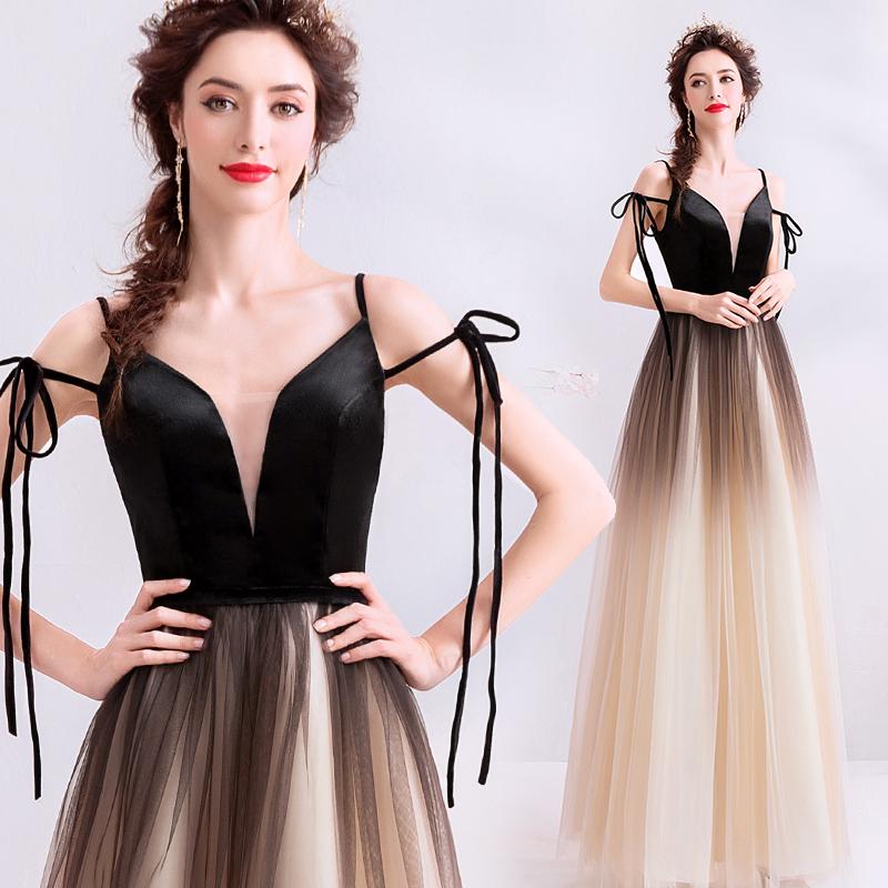 A Line Spaghetti Straps Tulle Long Prom Dress, Charming Evening Dresses DMQ70