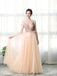 A Line Bateau Tulle Long Prom Dresses With Beads DML27