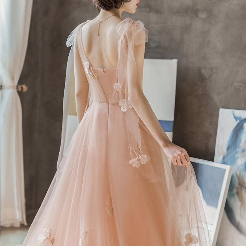 Charming A Line Long Tulle Prom Dresses With Flowers DMK59