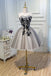 A Line Sweetheart Tulle Black Short Homecoming Dress With Flowers DMN46