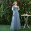 A Line CHiffon Blue Cheap Prom Dress, Long Bridesmaid Dresses DMQ80