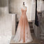 Ombre A Line Long Tulle Spaghetti Straps Prom Dresses With Beads DMK60