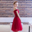 Simple Off the Shoulder Tulle Homecoming Dresses,Short Red Cocktail Party Dress DM311