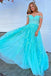 Off the Shoulder Blue A Line Lace Appliques Prom Dresses, Formal Evening Dresses DM1989