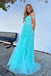 Off the Shoulder Blue A Line Lace Appliques Prom Dresses, Formal Evening Dresses DM1989