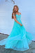 Off the Shoulder Blue A Line Lace Appliques Prom Dresses, Formal Evening Dresses DM1989