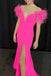 Off the Shoulder Hot Pink Long Prom Dresses With Slit,  Formal Evening Dresses DM1986
