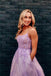 Purple Lace Floral Appliques Long Prom Dresses, A Line Long Formal Evening Dresses DMP231