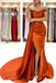 Orange Mermaid Satin Off-the-Shoulder Prom Dresses, Long Formal Evening Dresses DM2008