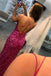 Fuchsia Sequins Mermaid Sheath Prom Dress Long Shiny Evening Party Dresses DMP124