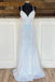 Silver Sequin V-Neck Empire Mermaid Long Prom Dress Evening Dresses DM2027