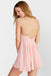 Lovely Pink V Neck Homecoming Dress,Simple Short Open Back Prom Party Dress,Skater Dresses DM359