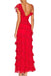 Unique Red Lace Tiered Long Prom Dresses V Neck Evening Dress, Graduation Gown DMP288