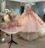 Princess Sparkly Sweetheart Prom Dresses With 3d Flowers, Pink Quinceanera Dresses DMP306