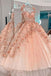 Princess Sparkly Sweetheart Prom Dresses With 3d Flowers, Pink Quinceanera Dresses DMP306