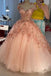 Princess Sparkly Sweetheart Prom Dresses With 3d Flowers, Pink Quinceanera Dresses DMP306