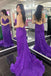 Purple V Neck Backless Sequins Long Prom Dresses, Formal Evening Dresses DM1916