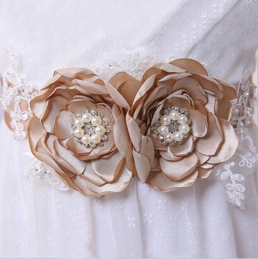 Bridesmaid Sash/Belt with Pearls Flower Girl Sash Rustic Stones Wedding Belt Bridal Flower Sash BS1