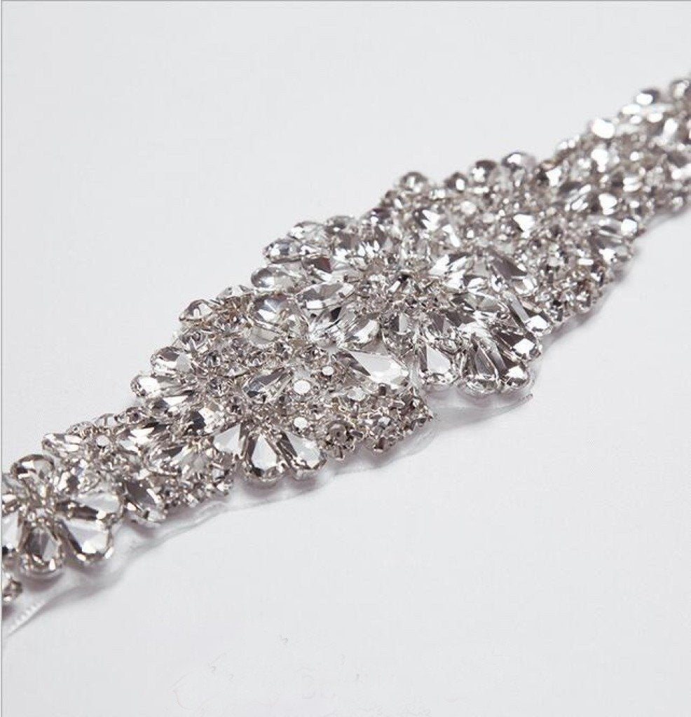 Rhinestone Bridal Belt Pearl Long Ribbon Wedding Sash BS2