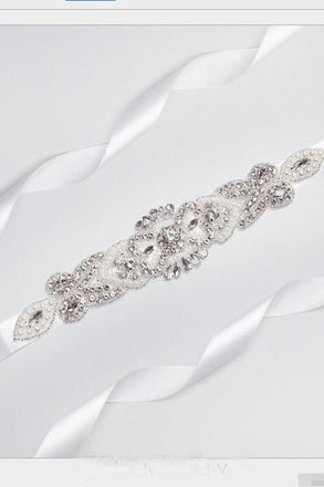 Pearls and Beads White Wedding Sashes Belts On Sale BS14