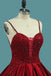 Burgundy Spaghetti Straps Beading Prom Dresses, Princess Ball Gown DMJ7