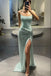 Sheath Strapless Light Green Sequins Long Prom Dress with Silt Evening Dresses DMP308