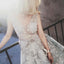 A Line V neck Lace Sleeveless Tulle Short Ball Gowns Light Grey Short Homecoming Dress DM204