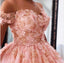 Pink Quince Dresses Ball Gowns Off the Shoulder Lace Applliques Wedding Dresses DMP078