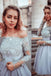 Gray Lace Appliques Tulle Short Prom Dress, Long Sleeves Homecoming Dress DMP55