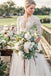Romantic Ivory Tulle Lace A-line V-neck Sweep Train Wedding Dresses DMW17
