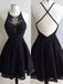 Fashion A-Line Round Neck Black Backless Lace Beaded Short Homecoming/Prom Dress DM309