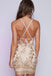 Mini Backless Homecoming Dresses,Sexy Sheath Sequins Cocktail Party Dresses DM295