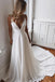 Chiffon A-line V-neck Lace Top Spaghetti Straps Beach Wedding Dresses DMW31