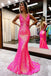 Lavender V Neck Mermaid Prom Dress, Sparkly Sequins Long Evening Gown DMP228