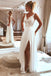 Elegant Chiffon Lace Spaghetti Straps Appliques Beach Wedding Dresses with Split DMW8