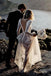 Sparkly A-line See Through Deep V Neck Long Sleeves Wedding Dresses DMW30